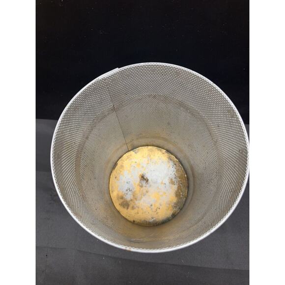 Industrial Office Silver Pierced Metal Mesh Wastebasket Man Cave - Picture 3 of 6